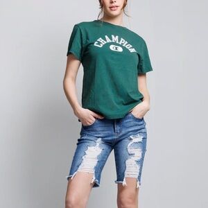 ENJEAN MID RISE HEAVY DESTRUCTED BERMUDA SHORTS Size L